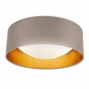 B.K.Licht LED Deckenleuchte Stoff Taupe Gold Ø32cm...