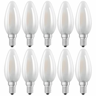 10 x Osram LED Filament Leuchtmittel Kerze 2,8W = 25W E14 matt 250lm warmweiß 2700K DIMMBAR