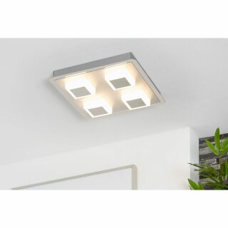 Briloner LED Deckenleuchte Silber quadratisch 28cm 4 x 5W 1600lm warmweiß 3000K