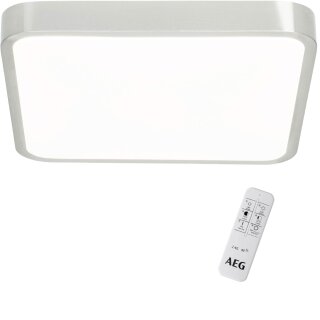 AEG LED Wand- & Deckenleuchte Mikel Eisen 38x38cm 24W 2500lm warm-kalt CCT Dimmbar mit Fernbedienung + Nachtlicht