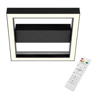 Brilliant LED Wand- & Deckenleuchte Icarus Schwarz 30x30cm 18W 1800lm RGB + CCT Dimmbar mit Fernbedienung