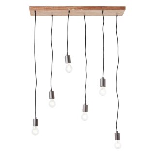 Brilliant Pendelleuchte Rustik Schwarz/Holz max. 6 x 40W E27 ohne Leuchtmittel kürzbar