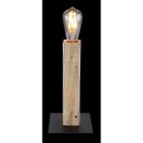 Globo Tischleuchte Adalie Schwarz/Holz 30cm max. 60W E27 ohne Leuchtmittel mit Schalter