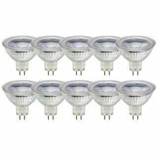 10 x LED Glas Reflektor MR16 5W GU5,3 12V 350lm warmweiß 2700K 38° DIMMBAR