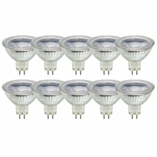 10 x LED Glas Reflektor MR16 5W GU5,3 12V 350lm warmweiß 2700K 38° DIMMBAR