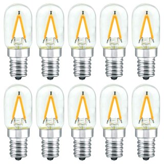 10 x LED Filament Leuchtmittel Röhre T22x55 1,5W E14 klar 180lm extra warmweiß 2200K