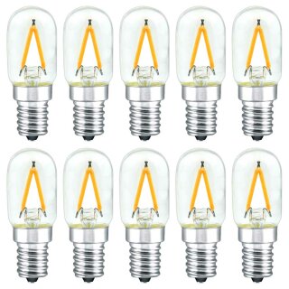 10 x LED Filament Leuchtmittel Röhre T22x55 1,5W E14 klar 180lm extra warmweiß 2200K