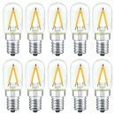 10 x LED Filament Leuchtmittel Röhre T22x55 1,5W E14 klar 180lm extra warmweiß 2200K