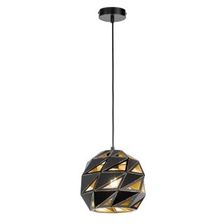 Wofi Pendelleuchte Juba Schwarz/Gold Ø25cm max. 60W E27 ohne Leuchtmittel kürzbar