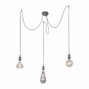 LeuchtenDirekt Pendelleuchte Schwarz max. 3 x 60W E27 ohne Leuchtmittel kürzbar