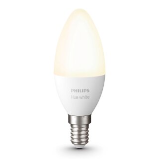 Philips LED Kerze Hue White 5,5W = 40W E14 matt 470lm warmweiß 2700K Dimmbar App Google Alexa Bluetooth ZigBee