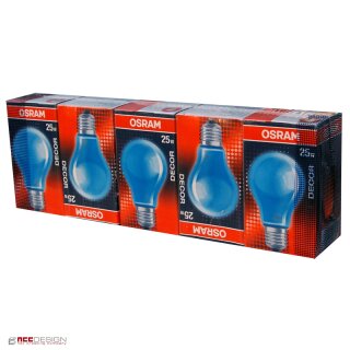 5 x Osram Glühbirne 25W BLAU E27 25 Watt Glühlampe Glühbirnen Glühlampen