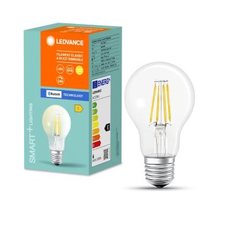 Ledvance LED Smart+ Filament A60 Birne 6W = 60W E27 klar 806lm warmweiß 2700K Dimmbar App Google Alexa Apple HomeKit Bluetooth