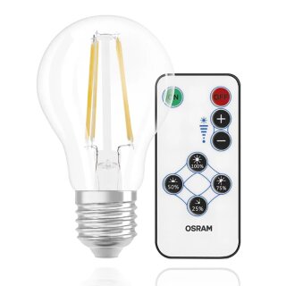 Osram LED Filament Leuchtmittel Birne A60 7W = 60W E27 klar 806lm warmweiß 2700K Dimmbar mit Fernbedienung