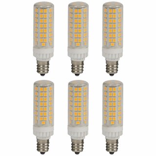 6 x LED Leuchtmittel Röhrenform T19 7W E14 klar 820lm warmweiß 3000K