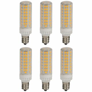 6 x LED Leuchtmittel Röhrenform T19 7W E14 klar 820lm warmweiß 3000K