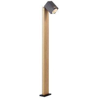 Brilliant Außenstandleuchte Galeni Holz Schwarz 80cm IP44 max. 20W GU10 ohne Leuchtmittel