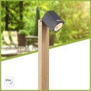 Brilliant Außenstandleuchte Galeni Holz Schwarz 80cm IP44 max. 20W GU10 ohne Leuchtmittel