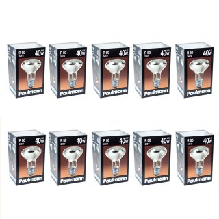 10 x Paulmann Reflektor Glühbirne R80 40W E27 matt...