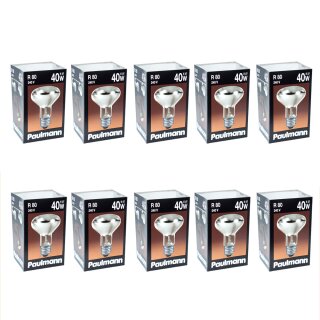 10 x Paulmann Reflektor Glühbirne R80 40W E27 matt Glühlampe 40 Watt 240.40