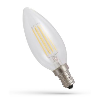 Spectrum LED Filament Leuchtmittel Kerze 6W E14 klar 540lm extra warmweiß 1800K