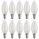 10 x LED Filament Leuchtmittel Kerze 1W E14 klar 60lm...