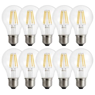 10 x LED Leuchtmittel Birnenform A60 7W E27 klar 600lm extra warmweiß 1800K