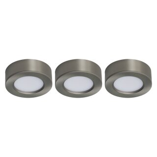 3 x Nordlux LED Aufbauleuchte Kitchenio Nickel gebürstet rund 3 x 2W 170lm 3000K/4000K 2-Stufen-Dimmbar