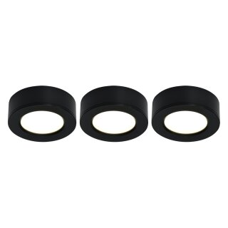 3 x Nordlux LED Aufbauleuchte Kitchenio Schwarz rund 3 x 2W 170lm 3000K/4000K 2-Stufen-Dimmbar