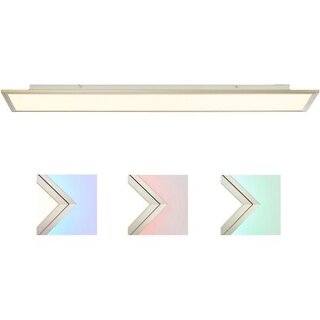 Brilliant LED Panel Flat 30cm x 120cm Silber 60W 4500lm CCT warmweiß-tageslichtweiß 2700 - 6200 K Farbwechsel mit Fernbedienung