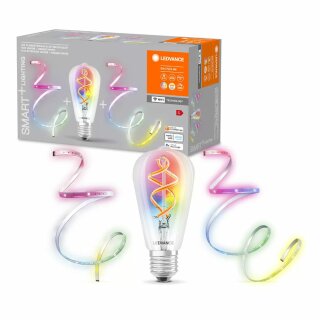 Ledvance LED Smart+ Bundle LED Filament Edison 4,5W E27 + 2m LED Strip + 1m Strip-Erweiterung Dimmbar App Google Alexa WiFi