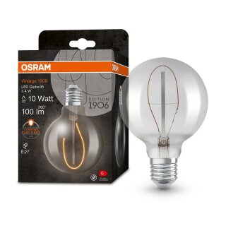 Osram LED Filament G95 Globe Vintage 1906 3,4W = 10W E27 Rauchglas 100lm extra warmweiß 1800K