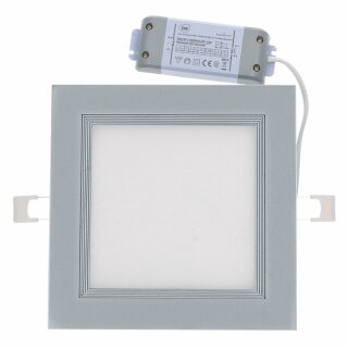 LED Einbauleuchte Downlight Silber eckig 20x20cm 10W 630lm Neutralweiß 4000K Dimmbar