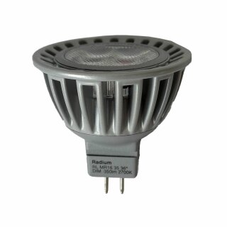 Radium LED Leuchtmittel Reflektor MR16 6,5W = 35W GU5,3 12V 350lm warmweiß 2700K 36° DIMMBAR