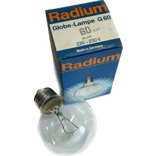 Radium Globe Glühbirne G60 60W E27 klar Globelampe 60 Watt warmweiß dimmbar
