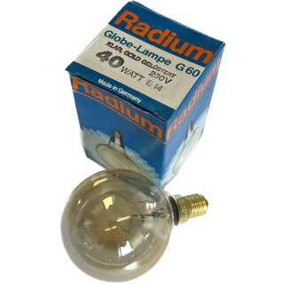 Radium Glühbirne G60 Mini Globe 40W E14 Gold gelüstert 40 Watt Glühlampe warmweiß dimmbar
