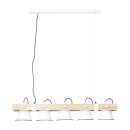 Brilliant Pendelleuchte Plow Weiß/Holz 95cm max. 5 x 10W E27 ohne Leuchtmittel kürzbar