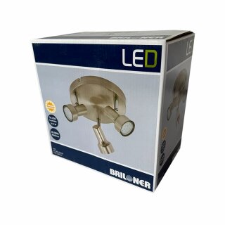 Briloner LED Deckenleuchte Strahler Ø21cm Nickel matt 3 x 3W GU10 750lm warmweiß 3000K schwenkbar