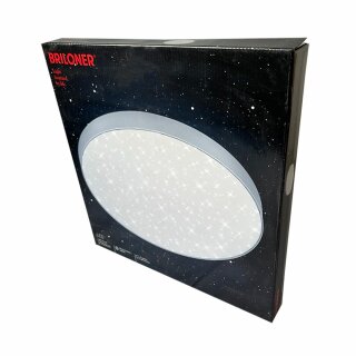 Briloner LED Wand- & Deckenleuchte Silber rund Ø38,7cm 24,5W 2550lm Neutralweiß 4000K Sternenhimmel-Effekt