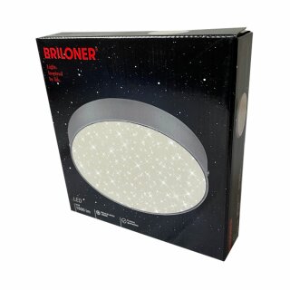 Briloner LED Wand- & Deckenleuchte Silber rund Ø21,2cm 16W 1600lm Neutralweiß 4000K Sternenhimmel-Effekt