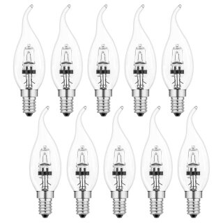 10 x Windstoß Kerze Eco Halogen Glühbirne 18W = 25W / 24W E14 Glühlampe Kerzen warmweiß dimmbar