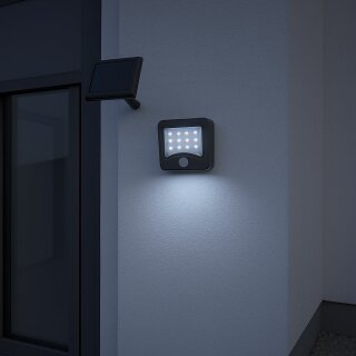 Müller-Licht LED Solar Gartenleuchte Fluter Grau IP44 1,5W 125lm Tageslicht 6500K kaltweiß mit Sensor