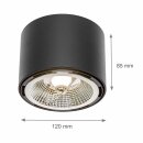Spectrum Aufbauleuchte Chloe AR111 Schwarz rund Ø12cm max. 50W GU10 ohne Leuchtmittel