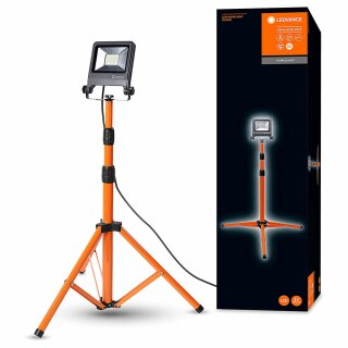 Ledvance LED Arbeitsleuchte Fluter Tripod Stativ IP65 30W 2700lm Neutralweiß 4000K verstellbar Schweizer Stecker
