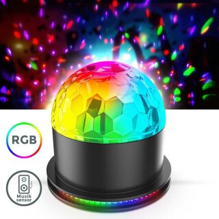 B.K.Licht LED Tischleuchte Discokugel RGB Musiksensor rotierend Farbwechsel Lichteffekte