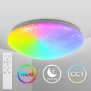 B.K.Licht LED Deckenleuchte Sterneneffekt Ø33cm 15W 1500lm RGBW CCT 3000K-6500K Dimmbar mit Fernbedienung