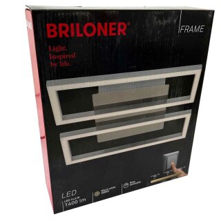 Briloner LED Deckenleuchte Frame Nickel matt 24x28cm 14,5W 1400lm Warmweiß 3000K 3-Stufen-Dimmbar