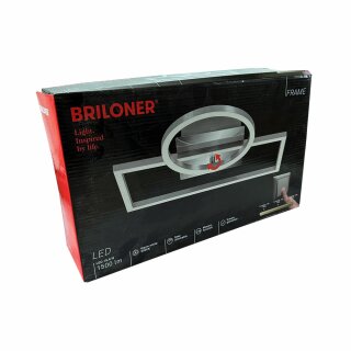 Briloner LED Deckenleuchte Frame Chrom 38x31cm 19,6W 1500lm warmweiß 3000K 3-Stufen-Dimmbar