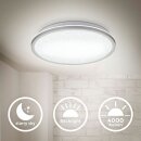 B.K.Licht LED Deckenleuchte Silber rund Ø28cm 18W...