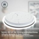 B.K.Licht LED Deckenleuchte Silber rund Ø28cm 18W 2000lm Neutralweiß 4000K Sterneneffekt Backlight